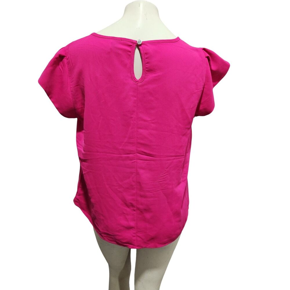 Anne Klein Flutter Sleeve Hot Pink Office Top Wmn SZ Medium Corporate Office NWT - Picture 3 of 4
